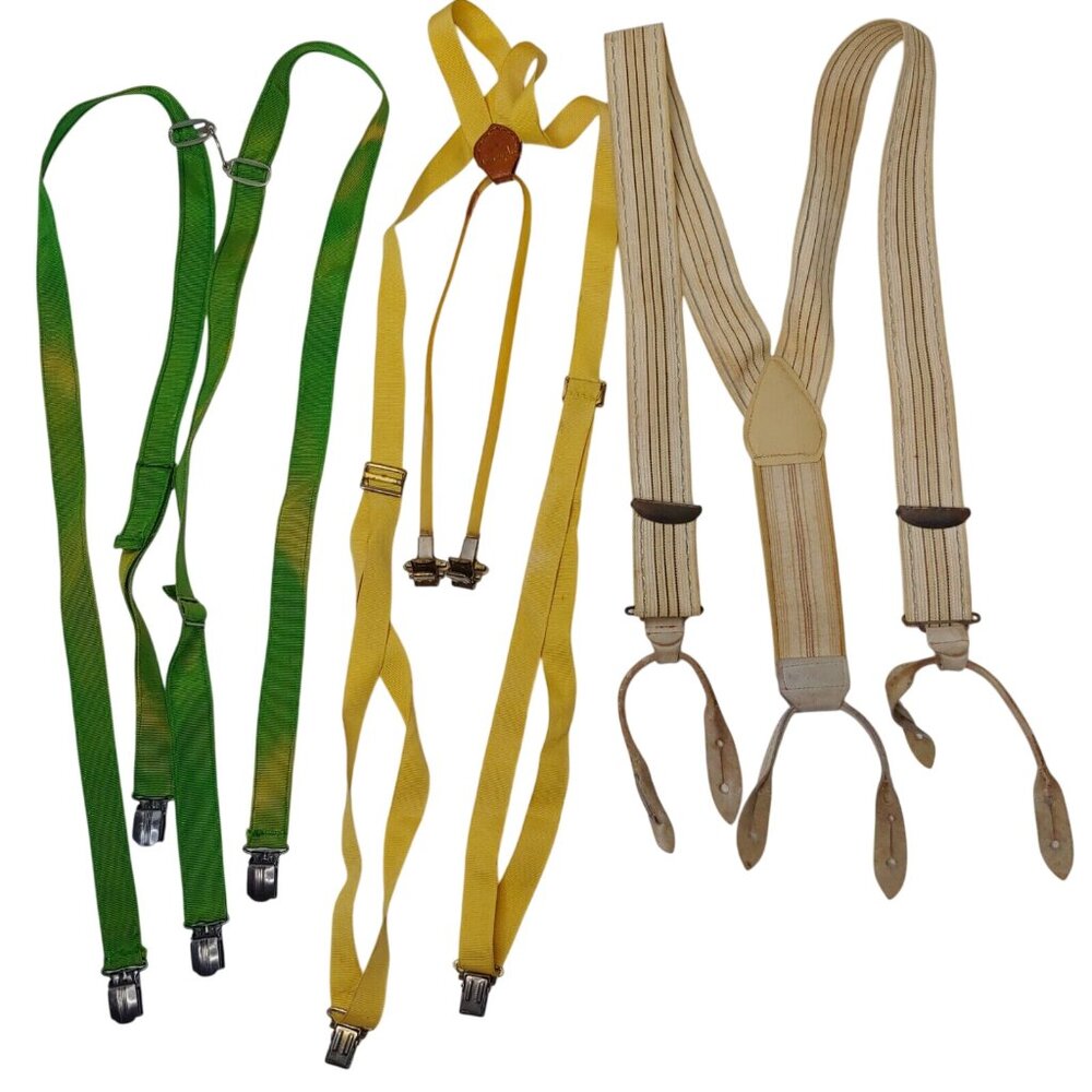 Vintage Suspenders Pant Traces Mixed Lot 3 Kids Adjustable Flawed Prop Costume